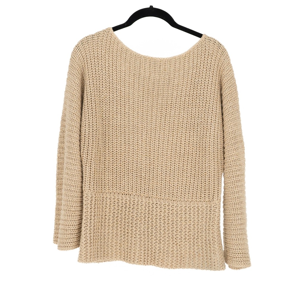 Ralph Lauren Linen Silk Knit Scoop Neck Pullover Sweater Neutral Small